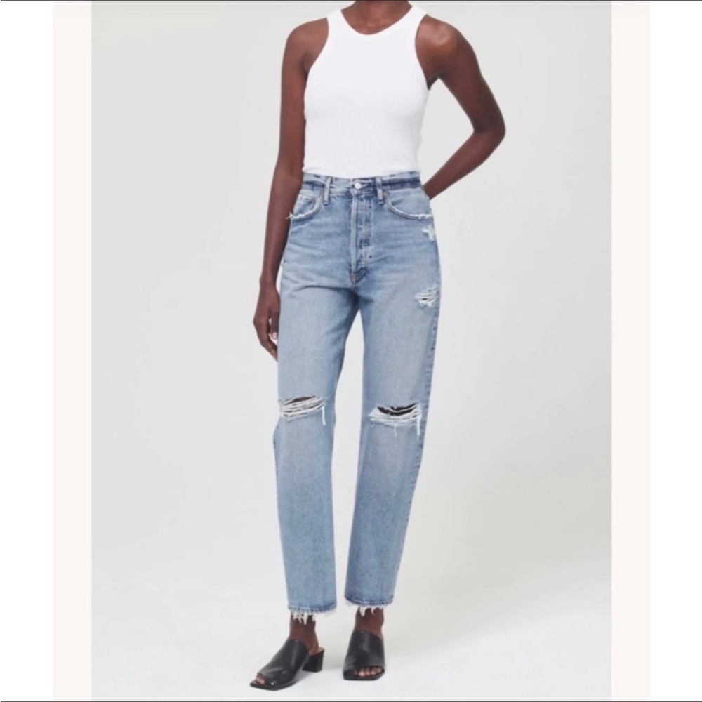 Agolde Feel Good jeans Organic Cotton Distressed High Rise Button Fly Size 24